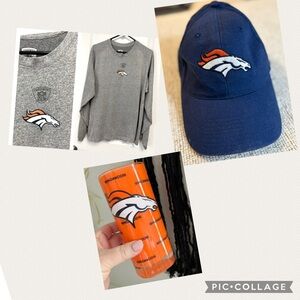 GO BRONCOS DENVER EQUIPMENT NFL RBK PERFORMANCE SHIRT & HAT 🏈 FREE BRONCOS CUP